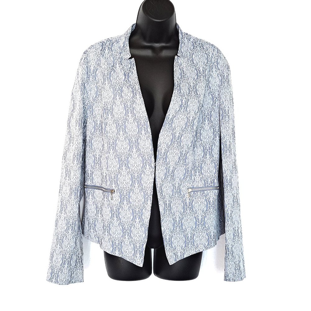 Soho Apparel Women's Blue Geometric Blazer Size XL